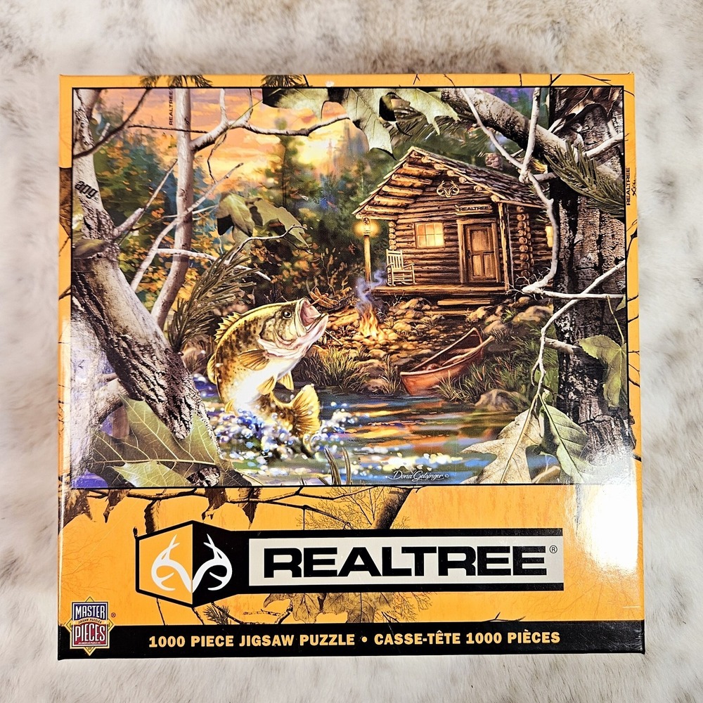 REALTREE Master Pieces Jigsaw Puzzle 1000 pc THE ONE THAT GOT AWAY Fishing Cabin